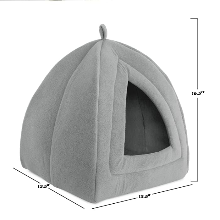 PETMAKER Igloo Soft Indoor Enclosed Covered Tent/House with Removable Grey Cushion Bed for Cats, 13.5" L X 13.5" W X 16.5" H, .85 LB