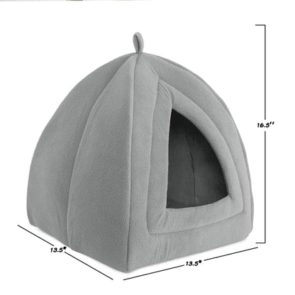 PETMAKER Igloo Soft Indoor Enclosed Covered Tent/House with Removable Grey Cushion Bed for Cats, 13.5" L X 13.5" W X 16.5" H, .85 LB