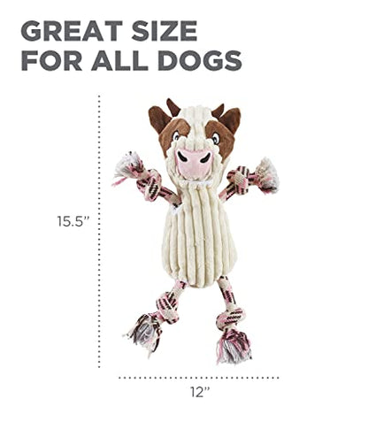 Outward Hound Ranch Roperz Cow Plush Squeaky Dog Toy - color: Ranch Roperz Cow