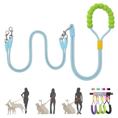 Hands Free Double Dog Leash for Two Dogs, No Tangle 360° Swivel Fit for Small and Medium Breeds, Adjustable Split Leads (Blue(5A Level Pet-Friendly Premium Edition) - color: Blue(5A Level Pet-friendly Premium Edition）