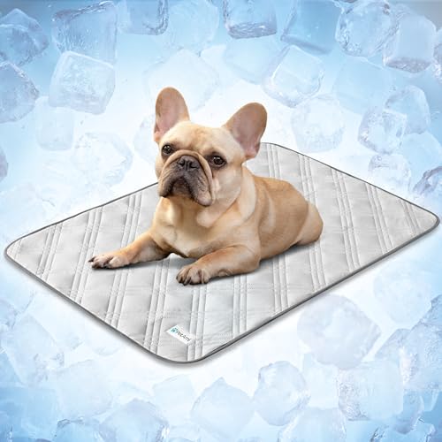 PetAmi Dog Cooling Mat, Waterproof Self Cooling Dog Pad with Non-Slip Backing, Q-Max >4.0 Pet Cooling Mat for Crate, Couch, Kennel & Car, Indoor Outdoor Summer Use, Light Grey, 29x40 - color: Light Grey, size: Medium (29x40)