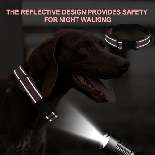 Dog Collars Adjustable for Extra Large Dogs,Heavy Duty Waterproof Dog Collar with Quick Release Buckle,Girl Boy Female Male Reflective Nylon Dog Collar with Soft Neoprene Padded,XL,Pink - color: Pink, size: X-Large