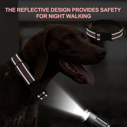 Dog Collars Adjustable for Medium Dogs,Heavy Duty Waterproof Dog Collar with Quick Release Buckle,Girl Boy Female Male Reflective Nylon Dog Collar with Soft Neoprene Padded,M,Pink - color: Pink, size: Medium