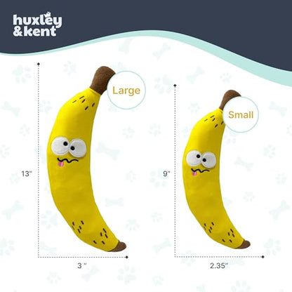 Huxley & Kent Funny Dog Toy w/Squeaker – Power Plush Squeaky Dog Toys for Small, Medium & Large Dogs – Soft Stuffed Animal for Indoor Play & Fetch - Fetchies® Bruiser Banana, Large - size: Large, style: Brusier Banana