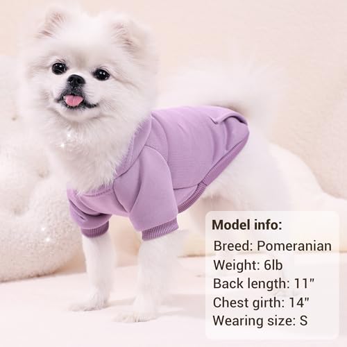 Pet Hoodie Dog Sweater for Small Dogs Girl Boy, Winter Puppy Sweatshirts with Pockets Hood, Warm Fleece Lined Dog Clothes Chihuahua Coat Clothing Puppy Cat Custume, Medium - color: Lavender+Cadet Blue, size: Medium