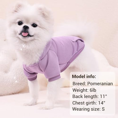 Pet Hoodie Dog Sweater for Small Dogs Girl Boy, Winter Puppy Sweatshirts with Pockets Hood, Warm Fleece Lined Dog Clothes Chihuahua Coat Clothing Puppy Cat Custume, Small - color: Lavender+Cadet Blue, size: Small