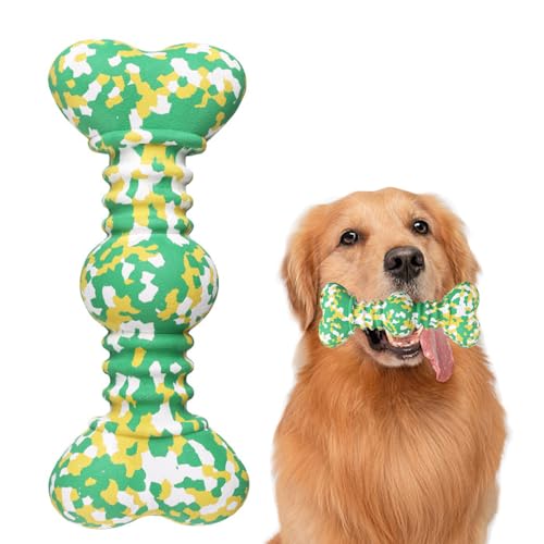 Dog Chew Toys for Aggressive Chewers, Safe Bamboo Fiber & Nature Rubber-Partially Degradable,Teething Cleaning Toys for Small Medium Large Dog Breeds Green L - size: Medium & Large