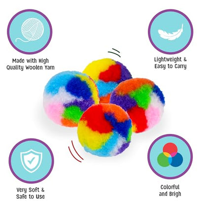 Ethical SPOT Kitty Yarn Puffs Colorful Woolen Yarn Cat Toy Contains Catnip 1.5" Pack of 4 Pet