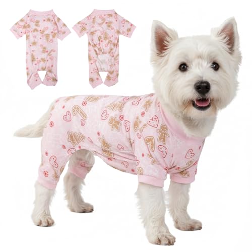 2026 New Cotton Dog Pajamas for Small & Medium Dogs - Soft Pet Onesie, Comfy Puppy Coat with Various Prints, Cute Pet Apparel for Dogs Cookies Large - color: Pink-Cookies, size: Large