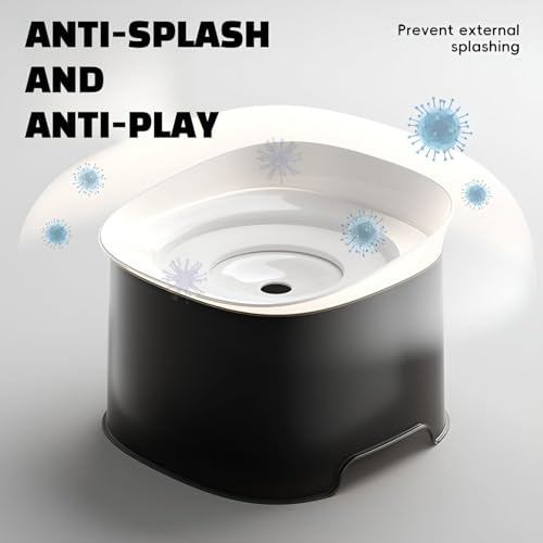 Dogs Water Dispenser Spill Bowl Spill Design for Large Dog Slip Resistant - color: Black, size: 2000ml