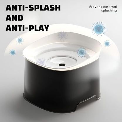 Dogs Water Dispenser Spill Bowl Spill Design for Large Dog Slip Resistant - color: Black, size: 2000ml