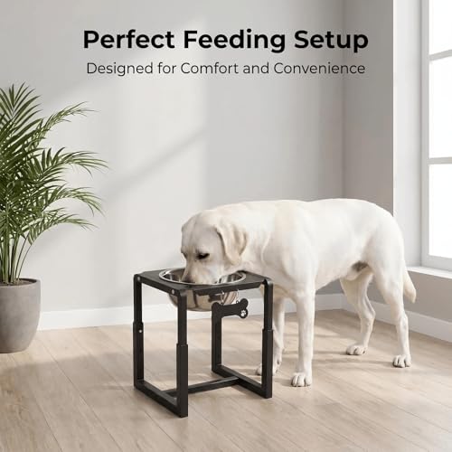Metal Elevated Dog Bowls, Raised Dog Bowls for Medium/Large Breeds with One 111oz Stainless Steel Water Bowls, 3 Adjustable Height (8.8"/11.5"/14") Dog Bowl Stand Protect Neck & Joints - size: 8.8-14" | M/L/XL Dogs | 1×111oz Bowls