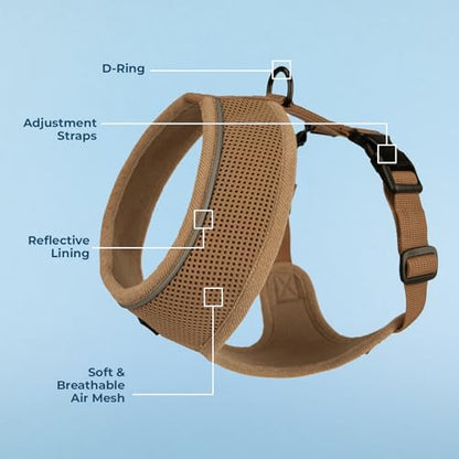 Voyager Aerolite Over The Head Dog Harness, No Pull Breathable Air Mesh Vest, Quick Dry with Reflective Stitching, Adjustable Escape Resistant Harness for Small Medium Large Dogs - Beige, X-Large - color: Beige, size: XL