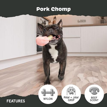 Barkbox Pork Chomp Dog Toy for Durable Tough Nylon Construction with a Gnaw-Friendly Texture, Perfect for Long-Lasting Chewing Fun - Medium - style: Pork Chomp