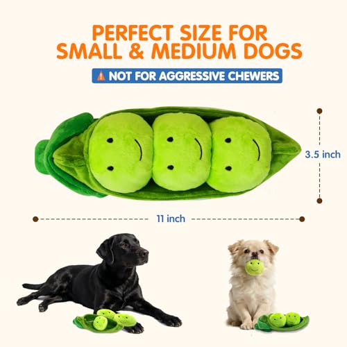 Hide and Seek Dog Toys, Interactive Squeaky Plush Puzzle Toy with Crinkle, Dog Enrichment Toys for Boredom & Stimulation, for Small Medium Dogs, Non-Aggressive Chewers(Pea Balls, Pack of 3) - style: A-Peas