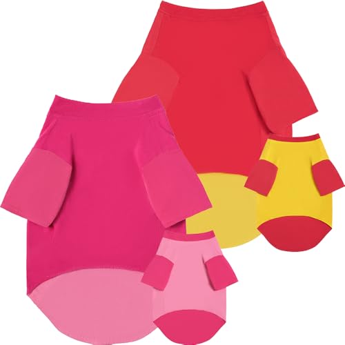 Chol&Vivi Dog Shirt 2 Pack Reversible 2-in-1 Plain Dog Shirt with Sleeves, Soft and Stretchable Pet Clothes for Small Medium Large Dogs, Breathable Puppy Apparel for All Breeds Boy Girl Dogs, XXS-XL - color: Pink And Red, size: X-Small