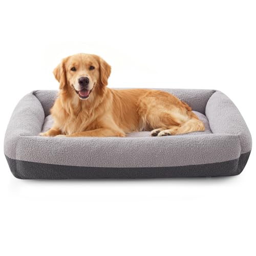 Dog Bed Extra Large Sized Dogs, Washable Comfy Fluffy XL Dog Beds, Removable Zipper Cover Machine Wash, Soft Sleeping Bed Durable Pet Cuddler with Anti-Slip Bottom, 42"x30"x8", Grey - color: Grey, size: XL(42''x30''x8'')
