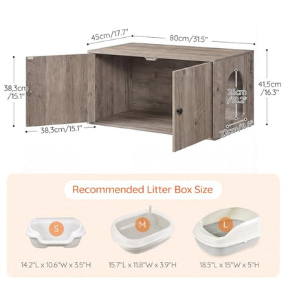 HOOBRO Cat Litter Box Enclosure, Hidden Litter Box Furniture with Side Entry, Litter Box Cabinet, Indoor Cat House, End Side Table, 31.5"L x 17.7"W x 16.3"H, for Living Room, Bathroom, Greige BG40MW01 - color: Greige