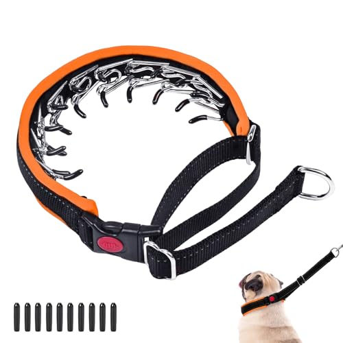 Martingale No Pull Dog Collar - Heavy Duty Nylon With Buckle, Adjustable Anti Pull Reflective Slip Collar for Large Medium Small Dog Training Walking S Orange - color: Black Orange, size: S (11"-15" Neck, 1" Wide)