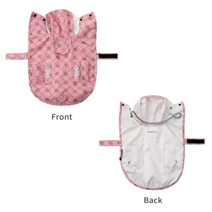 Waterproof Dog Raincoat, Adjustable Reflective Lightweight Pet Rain Clothes with Poncho Hood (Gold Cheery Blossoms Pink, Small) - color: Gold Cheery Blossoms Pink, size: Small(9-13lb)