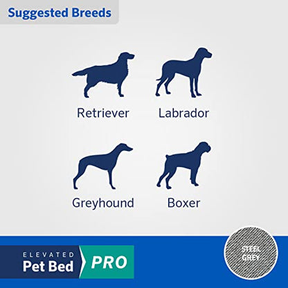COOLAROO Cooling Elevated Dog Bed PRO Standard, Fits in 48in Crate, Easy Assembly Frame, Steel Grey. - color: Steel Grey, size: Standard
