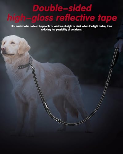 Hands Free Dog Leash, Multifunctional Crossbody Dog Leash, 5.9-9.5Ft Long Waist Belt with Car Safety Buckle and Double-Sided Reflective Stitches for Medium and Large Dogs.(Black) - color: Black, size: Large-5.9-9.5ft