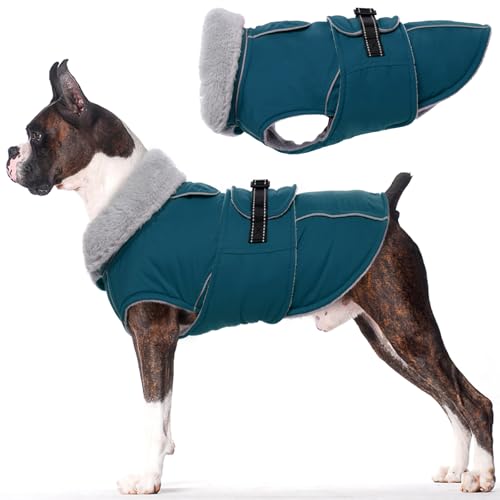 Lelepet Warm Dog Coats for Small Dogs Waterproof Dog Winter Jacket Reflective Pet Fleece Vest Windproof Cold Weather Coats with Adjustable Buckle & Leash Hole, Dark Green, S - color: Dark Green, size: S