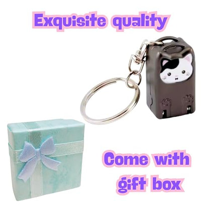 Mini Nail Clippers Keychain, Cute Cat Nail Clipper, Small Foldable Portable Travel Size, Cutie Kitten, Compact Pocket Folding Nail Cutter Keyring (Gunmetal) - color: Gunmetal