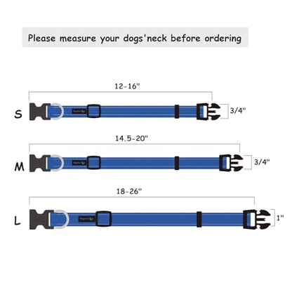 Wagtime Club Reflective Dog Collar with Buckle Quick Release Adjustable Nylon Collar for Small Medium Large Dogs (Small, Royal Blue) - color: Blue, size: s