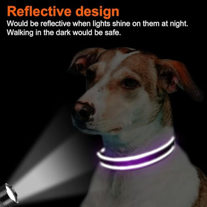 Joytale Reflective Dog Collar, Soft Neoprene Padded, Metal D-Ring, Nylon Pet Collar Adjustable for Puppy and Small Dogs, Purple, XS - color: Purple, size: X-Small (Pack of 1)