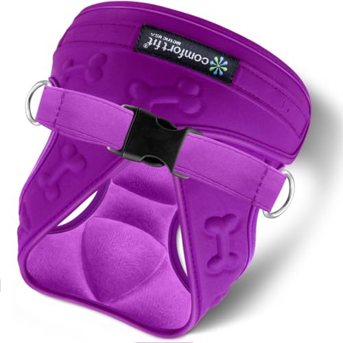Comfort Fit All Weather Dog Harness No Pull Soft Padded Extra Comfort Step in Dog Harness with Adjustable Buckles Easy Control Vest Harness for Small Medium Large Dogs Inside Velvet Plush - color: Purple Plush, size: S (Chest 12" - 15.5")