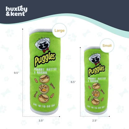 Huxley & Kent Funny Dog Toy w/Squeaker – Power Plush Squeaky Dog Toys for Small, Medium & Large Dogs – Soft Stuffed Animal for Indoor Play & Fetch - Puggles Can, Small - size: Small, style: Puggles Can