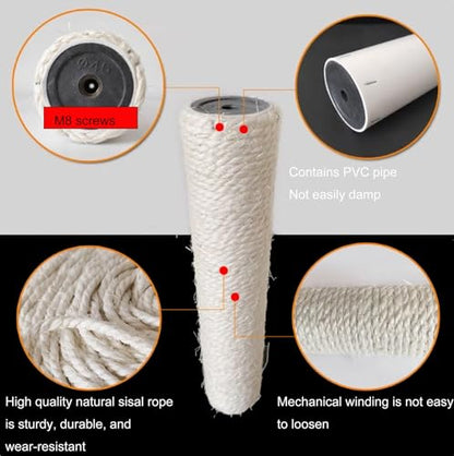 4 PCS M8 Cat Scratching Post Replacement,15.7Inch Sisal Pole Cat Tree Replacement Post with Screws,DIY Scratcher Scratching Post Replacement, Pad, Crafts Gardening Hammock Home Decorating