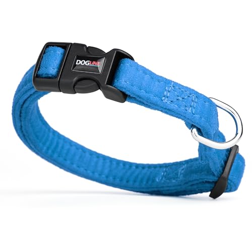Dogline 5/8 x 11 to 17" Comfort Microfiber Soft Padded Pet Puppy Dog Collar, Small/Medium, Blue - color: Blue, size: Small/Medium