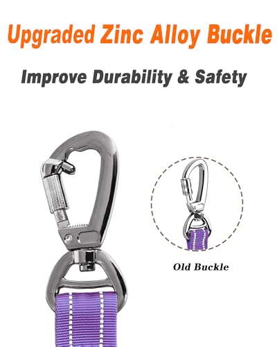AUBELL Tactical Dog Leash Heavy Duty,4-6ft Reflective Strong No Pull Bungee Leash for Medium Large Dogs with Comfortable Padded Double Handle,Car Seat Belt,360 Degree Rotating Carabiner,Purple - color: M/L-Purple(4-6FT)