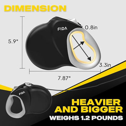 Fida Upgraded Retractable Dog Leash 30ft, Heavy Duty Pet Walking Leash for Medium/Large Breed up to 110 lbs, 360° Tangle-Free Long Retract Dog Lead, Soft Grip, One-Hand Brake, Black (Pack of 2) - color: Black, size: Large（30ft） (Pack of 2)