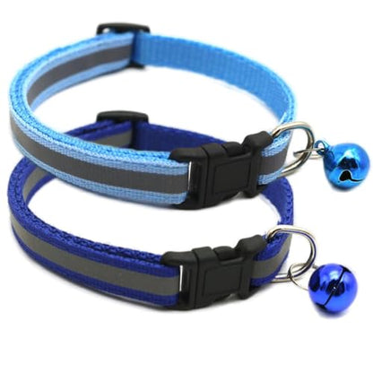 Reflective Puppy Collar with Bell, 2 Pack XS Dog Collars Adjustable for XXS XSmall Extra Small Tiny Little Dogs Pet Cat Boy Male Kitten Blue and Light Blue - color: Blue+Light Blue, size: XS(Neck 7.5"-12")