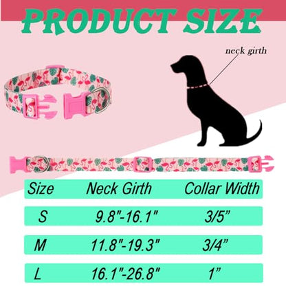Spring Summer Dog Collar 2 Pack, Flamingos Cactus Print Hawaiian Dog Collar for Small Boy Girl Dogs - color: Summer, size: S