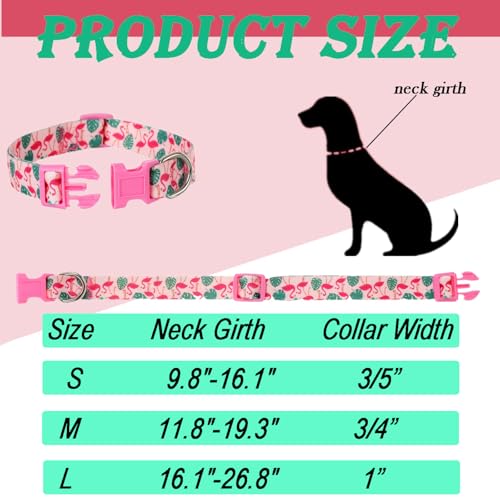 Spring Summer Dog Collar 2 Pack, Flamingos Cactus Print Medium Dog Collar, Hawaiian Collar for Boy Girl Dogs - color: Summer, size: M
