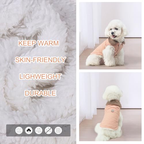 BEAUTYZOO Winter Dog Coat with Harness Built in, Warm Dog Puffer Jacket Vest Padded Fleece Cold Weather Coats Windproof Waterproof Snow Jackets Clothes for Small Medium Puppy, Pink M - color: Pink, size: M (Back: 15",Chest: 21")