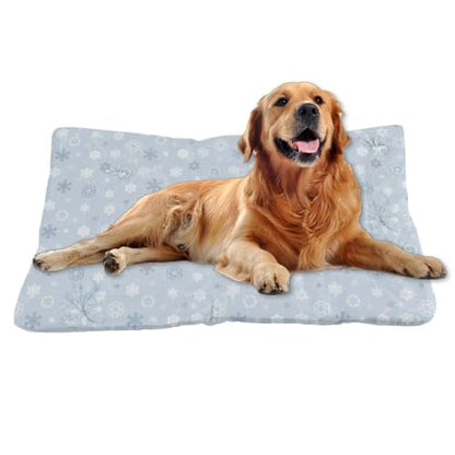 Comfortable Cat Bed With Anti- Slip Bottom, Winter Snowflakes Dog Crate Cushion Dog Kennel Pad Flat Bed Ultra Soft Cat Sleeping Mat For Indoor& Outdoor Sofa Cars, Machine Washable 36 × 24 inch - size: 36 × 24 inch