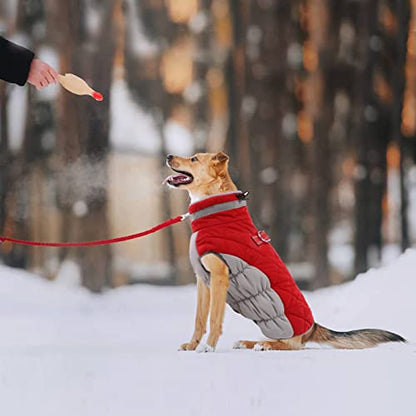 Lelepet Dog Coat Warm Dog Winter Coat Waterproof Dogs Jacket with Harness Built in Reflective Pet Fleece Vest Zip-Up Cold Weather Coats for Small Dogs Turtleneck & Windproof Coats Chihuahua Red XS - color: Red, size: X-Small