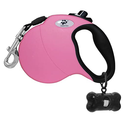 16 ft Retractable Dog Leash for Large Dogs up to 44 lbs,Tangle-Free Nylon Tape,Pink M - color: pink, size: Medium