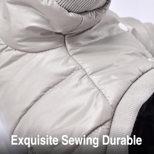 Dog Coat for Small Dogs, Windproof Doggie Puffer Jacket with Leash Hole, Extra Warm Dog Jacket Winter Coat, Grey M - color: Grey, size: Medium