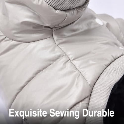 Dog Coat for Small Dogs, Windproof Doggie Puffer Jacket with Leash Hole, Extra Warm Dog Jacket Winter Coat, Grey XXL - color: Grey, size: XX-Large