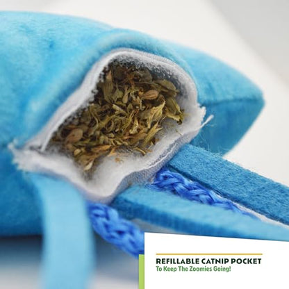 ZOOMIE Jelly Fish - Refillable Catnip Toy + Catnip | High Potency Hand Harvested Fresh Catnip | Soft Plush for Engaging Play - color: Jelly Fish