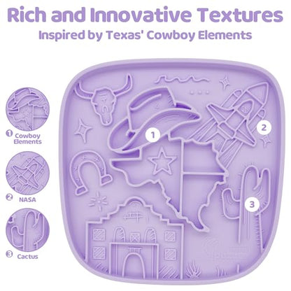 Puzzle Feeder Snuffle Mat and Lick Mat for Dogs,Texas Textured Slow Feeder, 0.75 Inch Thin Silicone Mat Holds 3 Cups, Dishwasher and Microwave Safe, Purple - color: Purple