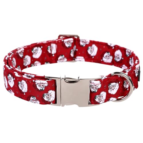 Lionet Paws Chirstmas Dog Collar, Comfortable Adjustable Cute Santa Claus Collar with Metal Buckle for Puppies and Cats Gift, XS, Neck 8-12 inches - color: Santa Claus, size: X-Small (Pack of 1)