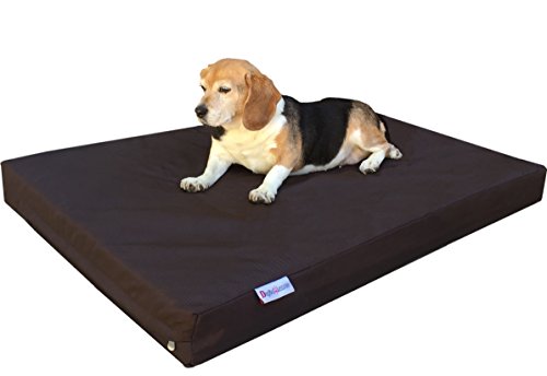 Dogbed4less Ultimate Memory Foam Dog Bed, Orthopedic Joint Relief for Small Medium to Extra Large Dogs with Waterproof Liner and Durable Machine Washable Pet Bed Cover, Ballistic in Brown, Large 37x27 - color: Ballistic in Brown, size: Large 37" Length X