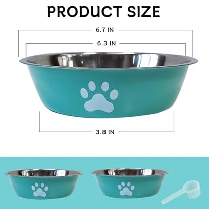 kathson 2 Pack Stainless Steel Dog Bowls,6" Spill Proof Metal Dog Food Bowls,Nonslip Rubber Bottom Pet Food and Water Bowl Set,Puppy Dishes Feeder for Medium Small Dogs,Blue - color: Blue, size: 2.5cups